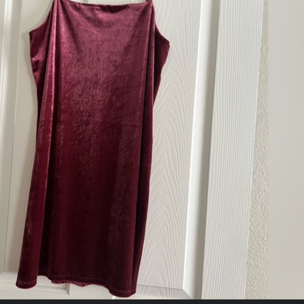 Express Maroon Velvet Squareneck Slip Dress - Picture 8 of 8